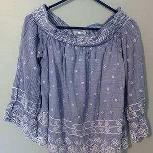 Crown & Ivy Blue & White Lace Shirt